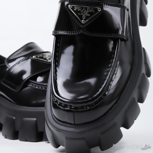 Prada Monolith Black Loafers (Dot Perfect)