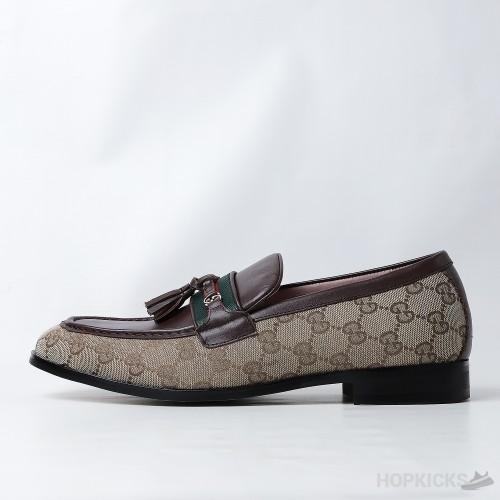 Gucci GG Web-stripe Tassel Loafers (Dot Perfect)