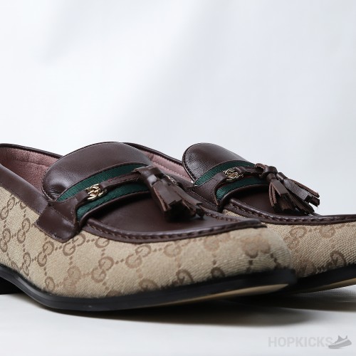 Gucci GG Web-stripe Tassel Loafers (Dot Perfect)