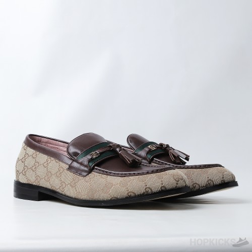 Gucci GG Web-stripe Tassel Loafers (Dot Perfect)