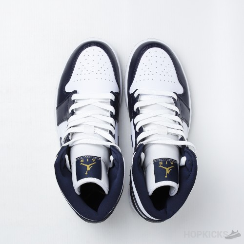 Air Jordan 1 Mid Shattered White Metallic Gold Obsidian (Premium Plus Batch)