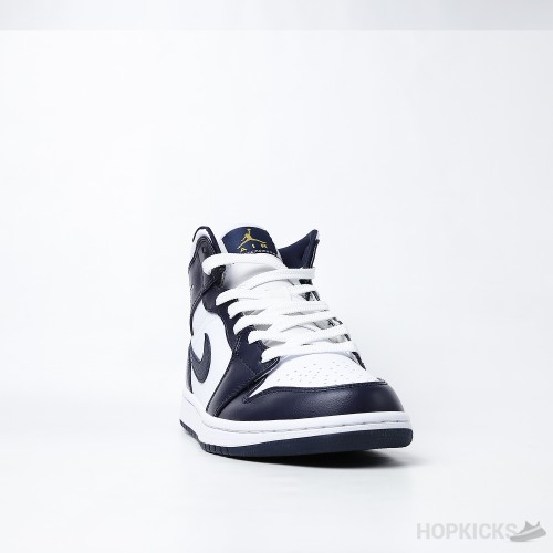 Air Jordan 1 Mid Shattered White Metallic Gold Obsidian (Premium Plus Batch)