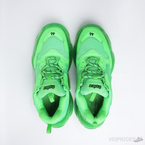 Bale*ciaga Triple S Neon Green Clear Sole (Dot Perfect) (Slight Defect)