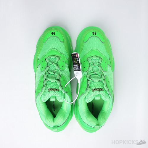 Bale*ciaga Triple S Neon Green Clear Sole (Dot Perfect)