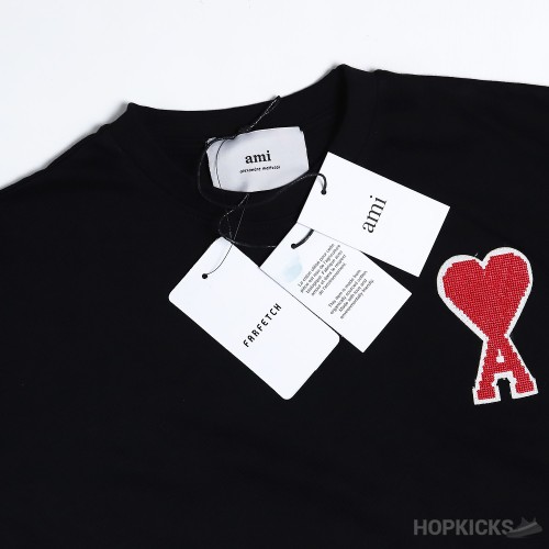 Ami Large Heart Black T-shirt 