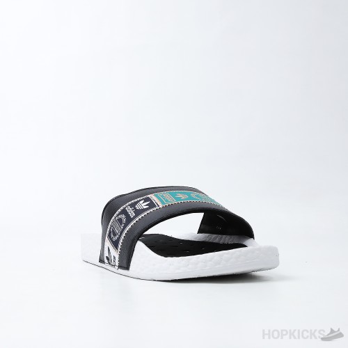 Adillete Boost Slide White Black Green (Premium)