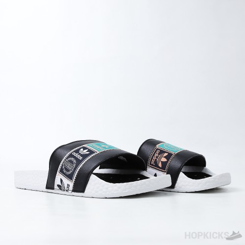 Adillete Boost Slide White Black Green (Premium)