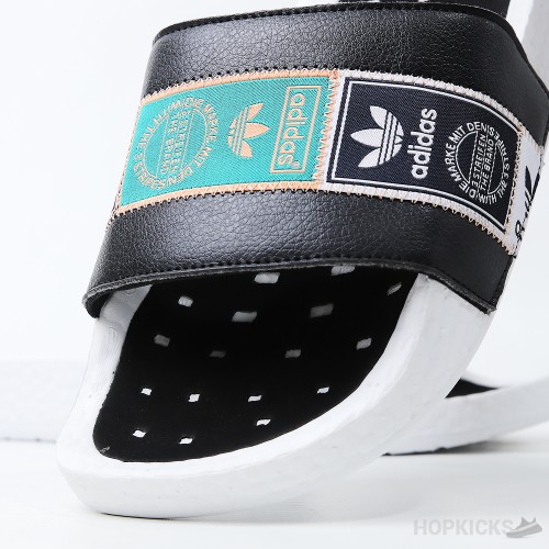 Adillete Boost Slide White Black Green (Premium)