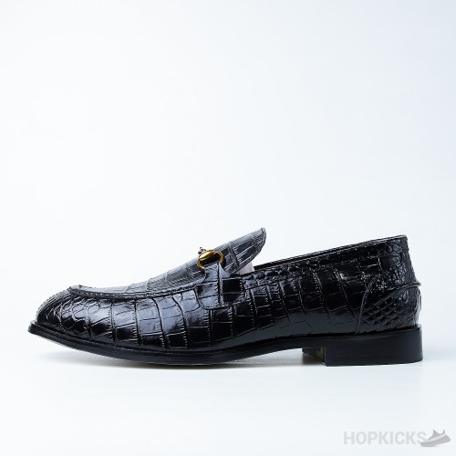 Men's Gucci Jordaan Crocodile Loafer Black (Dot Perfect)