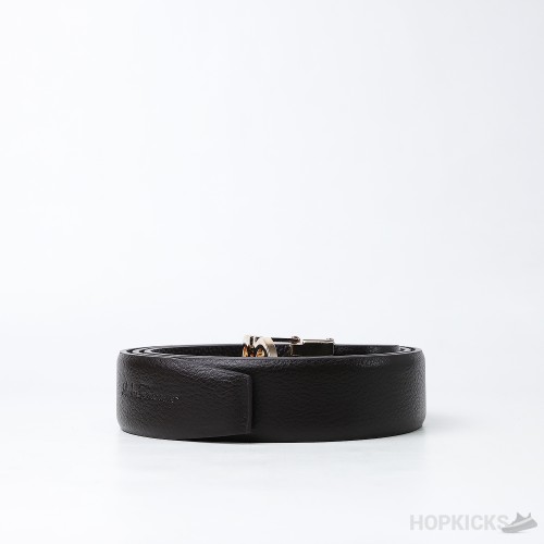 Ferragamo Ganici Gold Buckle Black Belt