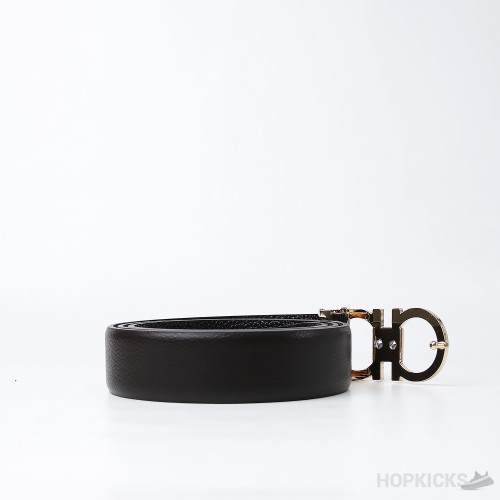 Ferragamo Ganici Gold Buckle Black Belt