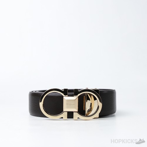 Ferragamo Ganici Gold Buckle Black Belt