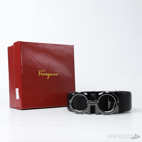 Ferragamo Double-Ganici Black Buckle Belt