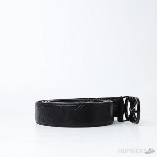 Ferragamo Ganici Printed Buckle Black Belt