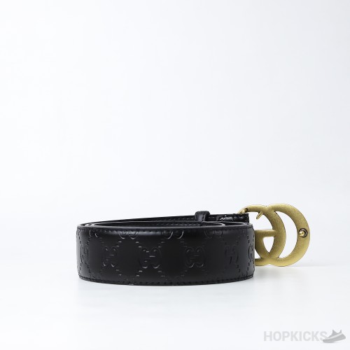 GG Marmont Embossed Black-Gold Belt