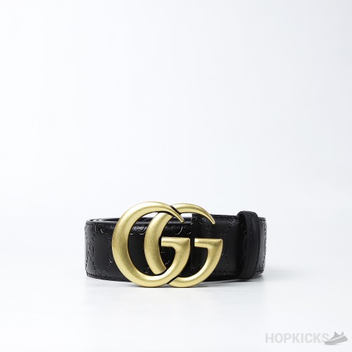 GG Marmont Embossed Black-Gold Belt