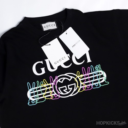 GUCCI Rabbit Logo Black T-Shirt