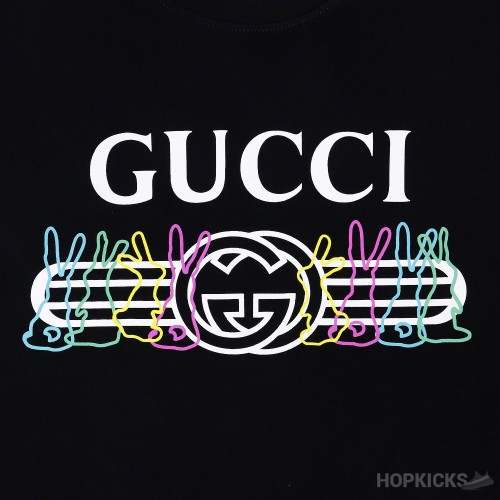 GUCCI Rabbit Logo Black T-Shirt