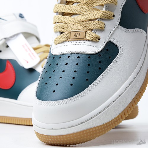 Nike Air Force 1 Mid Sail Green Red (Premium Batch)