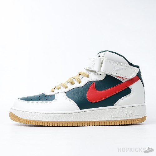 Nike Air Force 1 Mid Sail Green Red (Premium Batch)