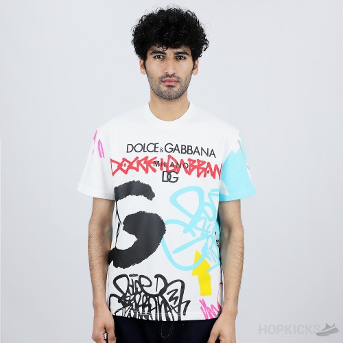 D&GG Spray-Paint Graffiti Print T-Shirt