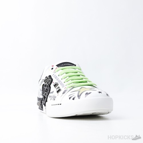 D&GG Graffiti-Printed Lace-Up Sneakers (Dot Perfect)