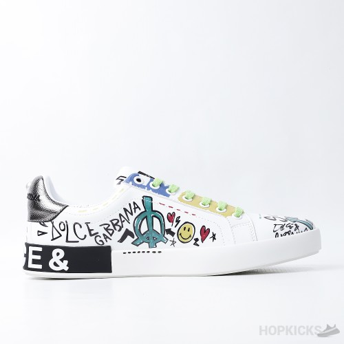 D&GG Graffiti-Printed Lace-Up Sneakers (Dot Perfect)