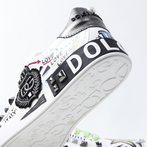 D&GG Graffiti-Printed Lace-Up Sneakers (Dot Perfect)