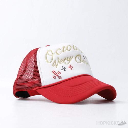October's Very Own White Red Trucker Cap (Slight Stain) October's Very Own White Red Trucker Cap (Slight Stain)