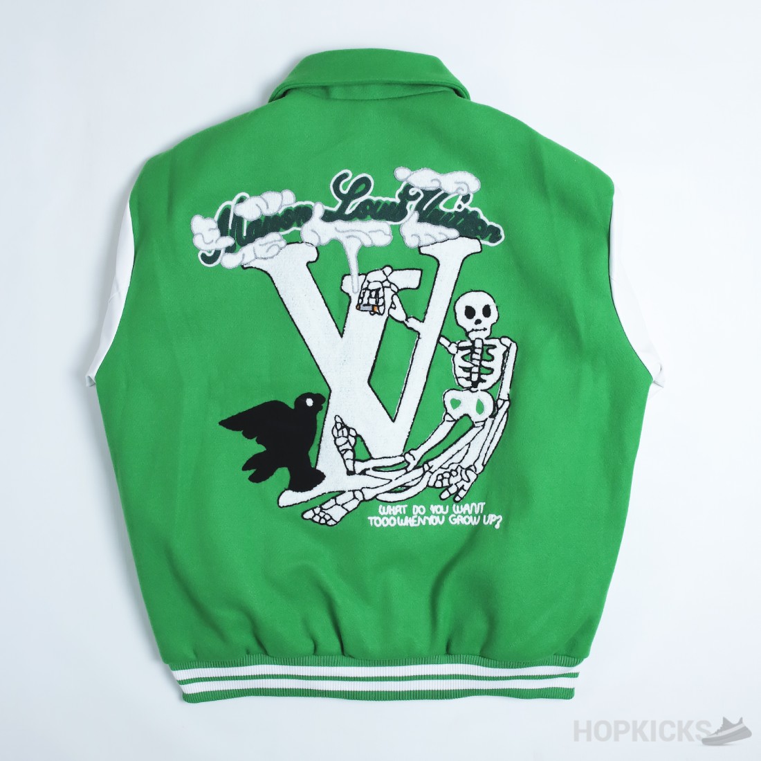 LV Varsity Leather Jacket Green