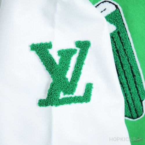 LV Varsity Leather Jacket Green