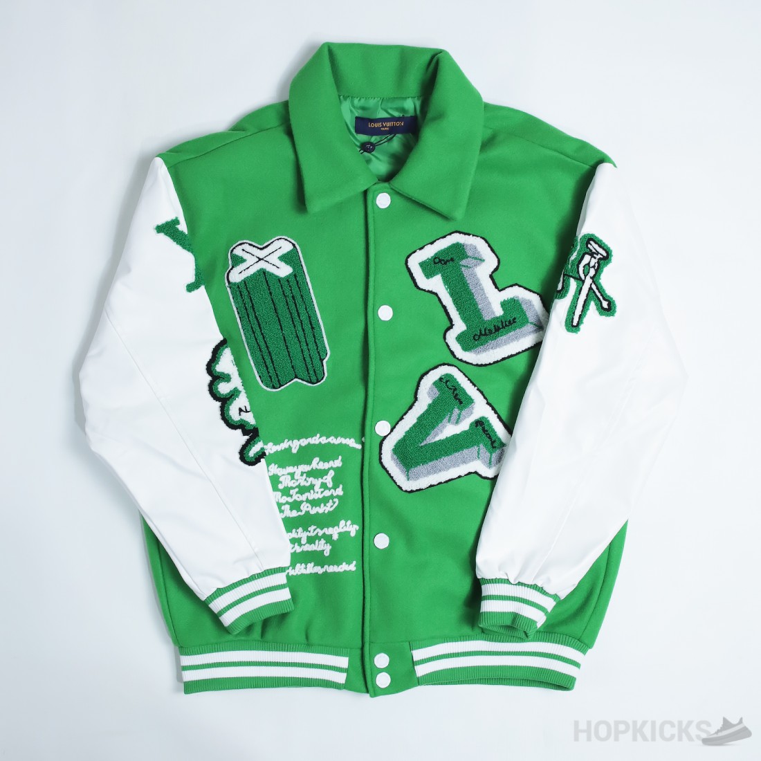lv green varsity jacket