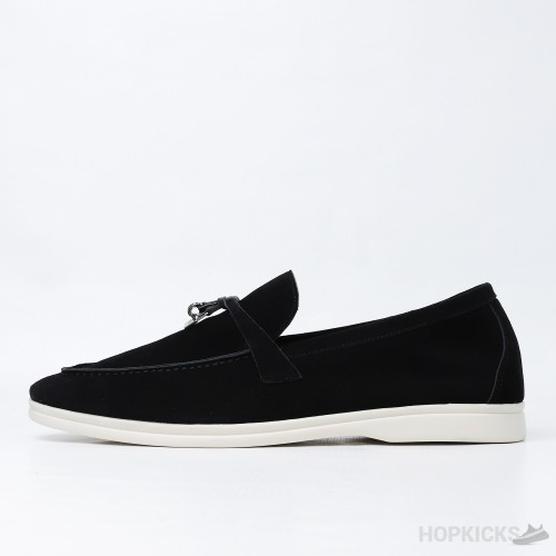 Loro Piana Summer Charms Walk Suede Loafer Black (Dot Perfect) 