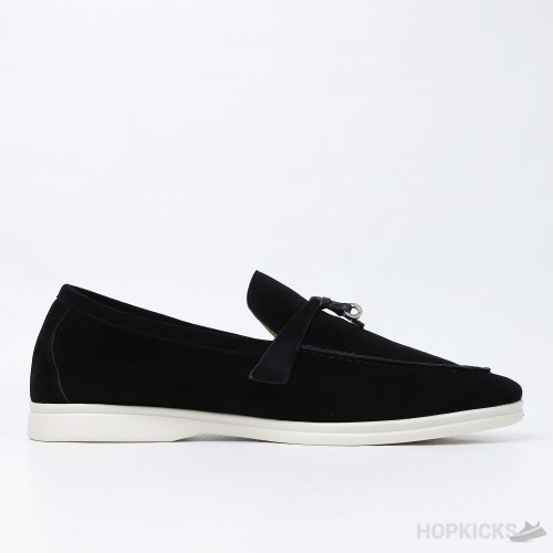 Loro Piana Summer Charms Walk Suede Loafer Black (Dot Perfect) 