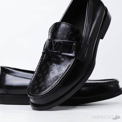 LV Major Loafer Black Embossed Pattern (Dot Perfect)