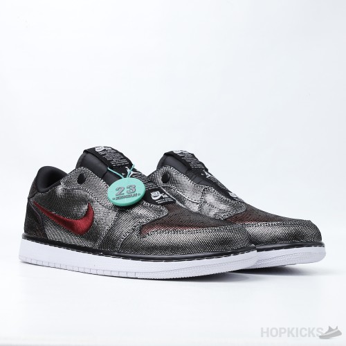 Air Jordan 1 Low Slip Shiny Black Red (Premium Plus Batch)