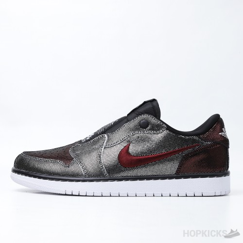 Air Jordan 1 Low Slip Shiny Black Red (Premium Plus Batch)