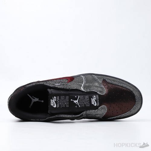 Air Jordan 1 Low Slip Shiny Black Red (Premium Plus Batch)
