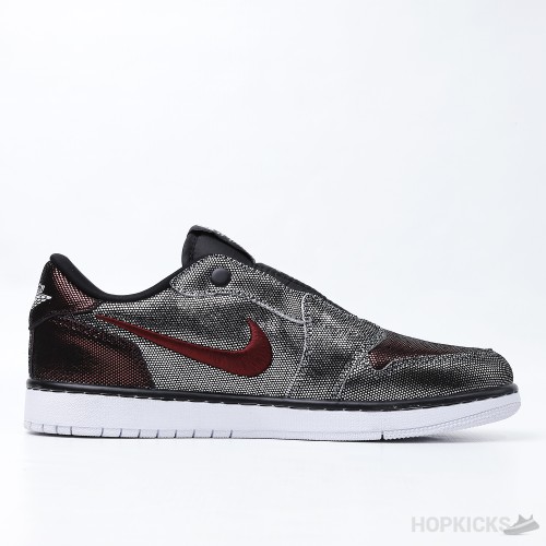 Air Jordan 1 Low Slip Shiny Black Red (Premium Plus Batch)