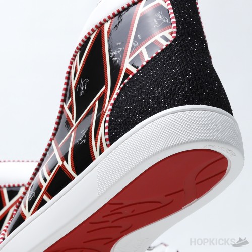 Christian Louboutin Lou Spikes Orlato Sneaker in Red and Black (Dot Perfect)