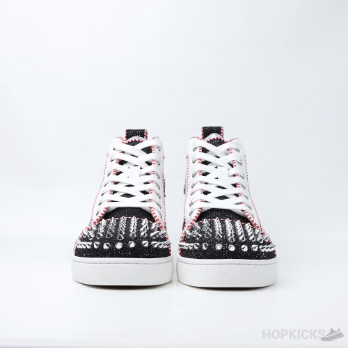 Christian Louboutin Lou Spikes Orlato Sneaker in Red and Black (Dot Perfect)