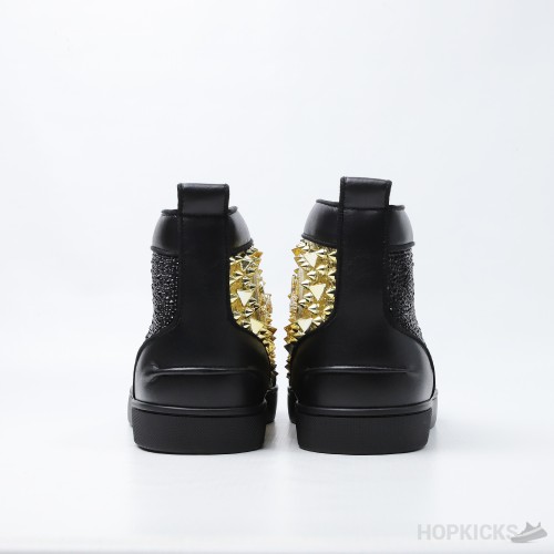 Christian Louboutin Louis Flat Black/Gold Leather (Dot Perfect)