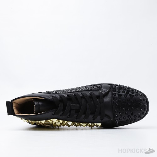 Christian Louboutin Louis Flat Black/Gold Leather (Dot Perfect)