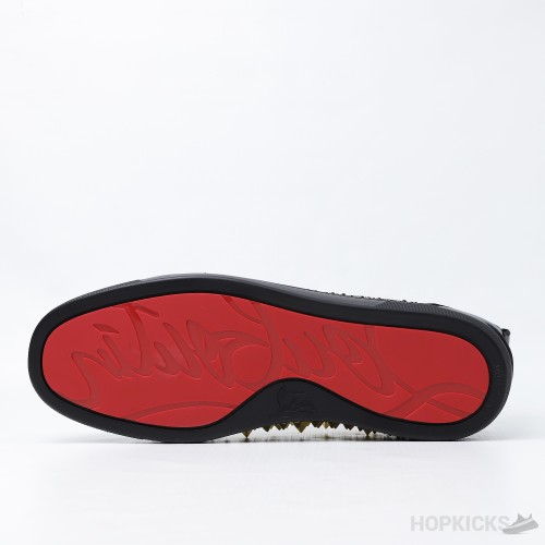 Christian Louboutin Louis Flat Black/Gold Leather (Dot Perfect)