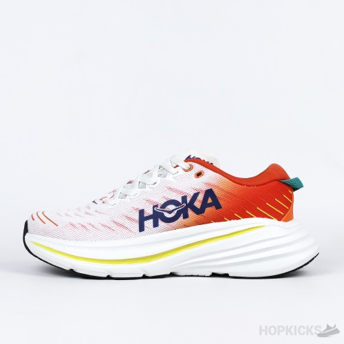 Hoka Bondi XM Shoes White and Orange (Premium Batch)