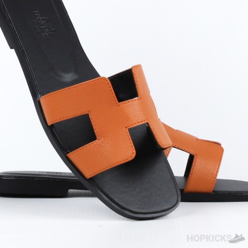 Hermes Neon Orange Fabric Izmir Sandals (Premium Batch)