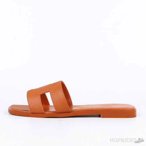 Hermes Oran Orange Sandal Mule Epson Leather (Premium Batch)