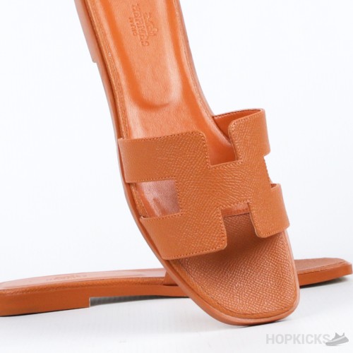 Hermes Oran Orange Sandal Mule Epson Leather (Premium Batch)