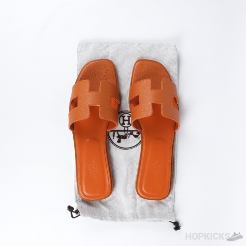 Hermes Oran Orange Sandal Mule Epson Leather (Premium Batch)