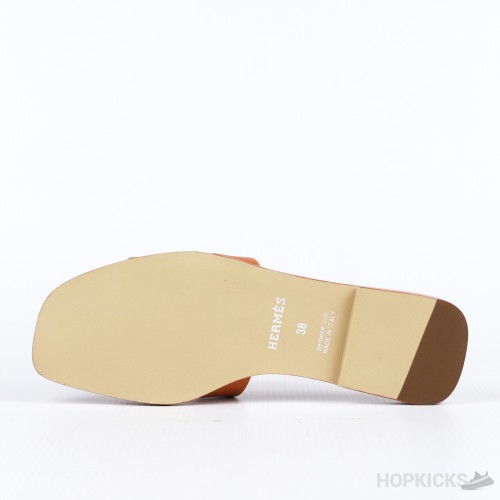 Hermes Oran Orange Sandal Mule Epson Leather (Premium Batch)